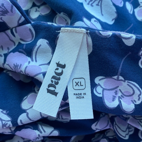 Pact Floral Tie Back Midi Dress Sleeveless Organic Cotton Blue Size XL - Picture 5 of 5